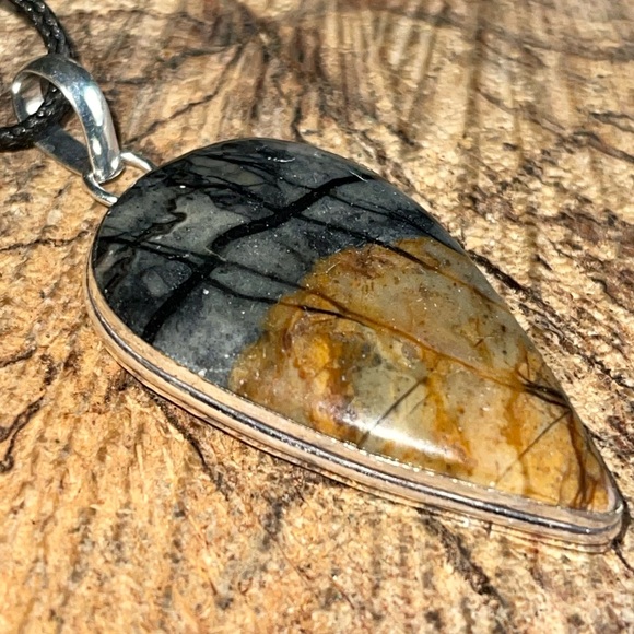 Teardrop Shaped Picasso Jasper Pendant - Picture 4 of 14